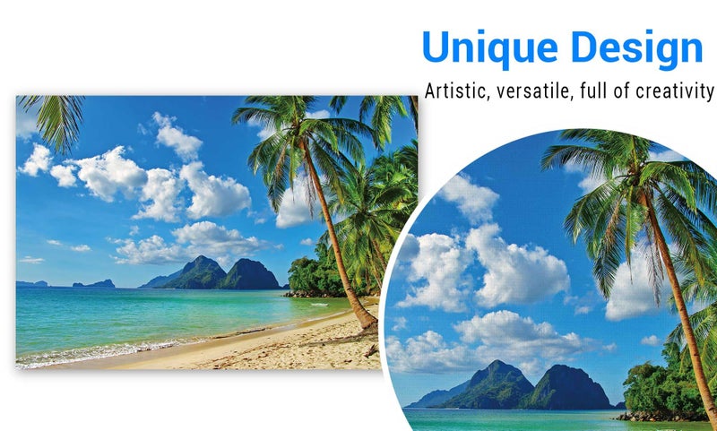 Funnytree 7x5ft Summer Tropical Beach Backdrop Seaside Island Palm Trees Photography Background for Picture Blue Sea Sky Sunshine Luau Themed Party Decorations Photo Booth Studio Props - Image 2